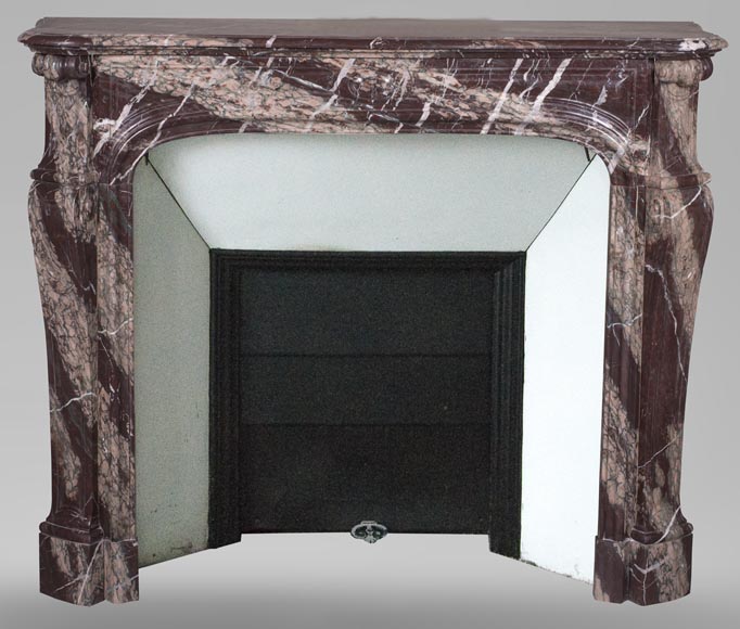 An antique Louis Xv style fireplace, Pompadour model, made out of Campan rubané marble An antique Louis Xv style fireplace, Pompadour model, made out of Campan rubané marble-0