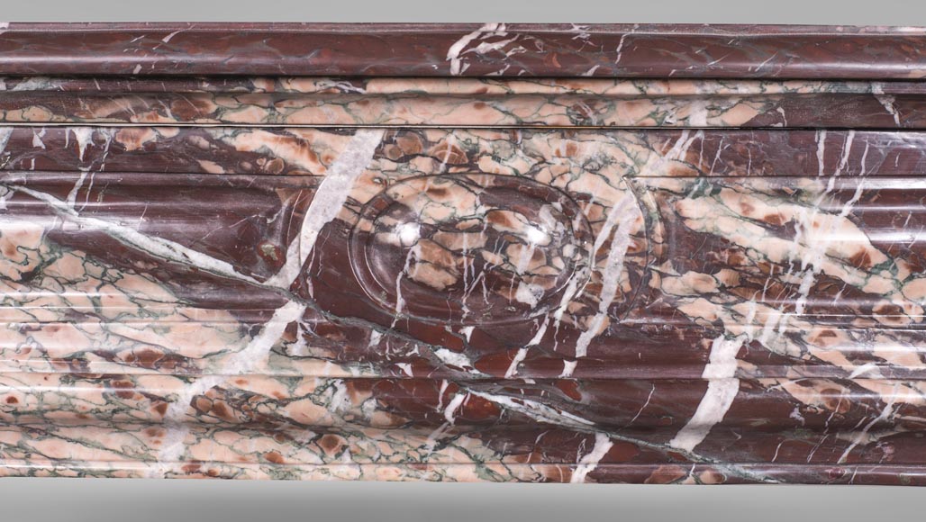 An antique Louis Xv style fireplace, Pompadour model, made out of Campan rubané marble An antique Louis Xv style fireplace, Pompadour model, made out of Campan rubané marble-1