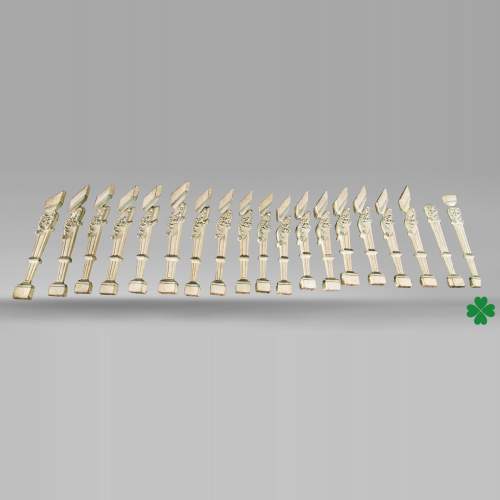 Set of painted carved wooden staircase balusters