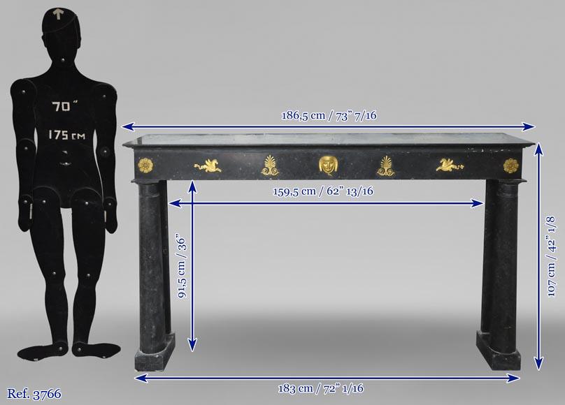 An antique Empire fireplace made out of black marble, witrh bronze ornaments and detached columns An antique Empire fireplace made out of black marble, witrh bronze ornaments and detached columns-11