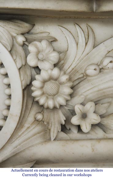 Antique Napoleon III fireplace with a woman's profile decoration in a medallion Antique Napoleon III fireplace with a woman's profile decoration in a medallion-5