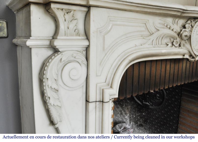 Antique Napoleon III fireplace with a woman's profile decoration in a medallion Antique Napoleon III fireplace with a woman's profile decoration in a medallion-7