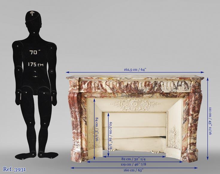 Antique Louis XVI style mantel with rudentures in red Onyx Antique Louis XVI style mantel with rudentures in red Onyx-9