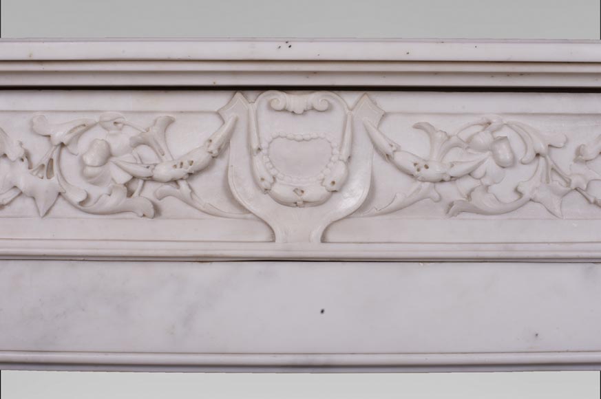 Antique Louis XVI style mantel in Statuary marble from Carrara Antique Louis XVI style mantel in Statuary marble from Carrara-1