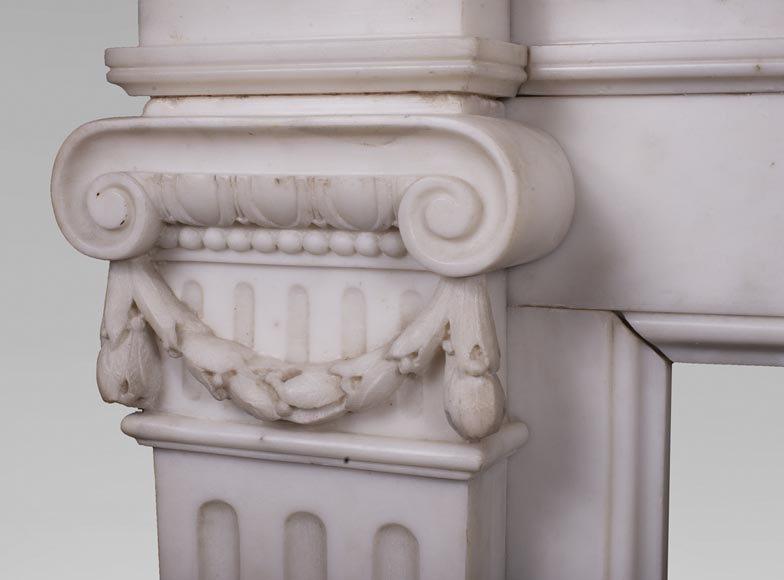 Antique Louis XVI style mantel in Statuary marble from Carrara Antique Louis XVI style mantel in Statuary marble from Carrara-5