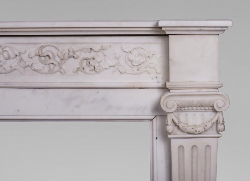 Antique Louis XVI style mantel in Statuary marble from Carrara Antique Louis XVI style mantel in Statuary marble from Carrara-9