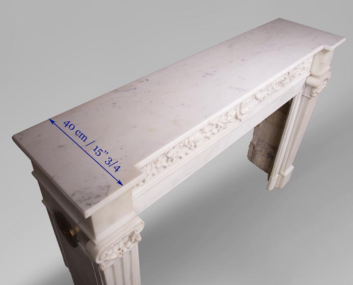 Antique Louis XVI style mantel in Statuary marble from Carrara Antique Louis XVI style mantel in Statuary marble from Carrara-11