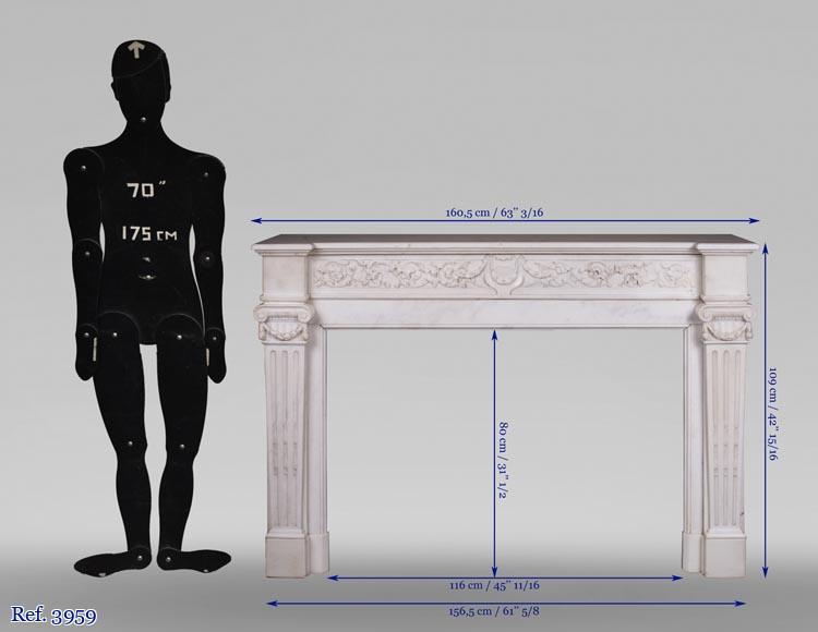 Antique Louis XVI style mantel in Statuary marble from Carrara Antique Louis XVI style mantel in Statuary marble from Carrara-12