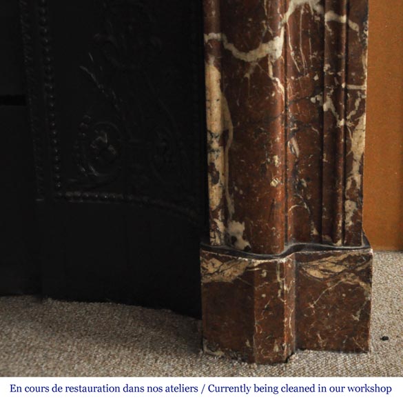 Antique Louis XIV style fireplace in Red from the North marble with its cast iron insert Antique Louis XIV style fireplace in Red from the North marble with its cast iron insert-7