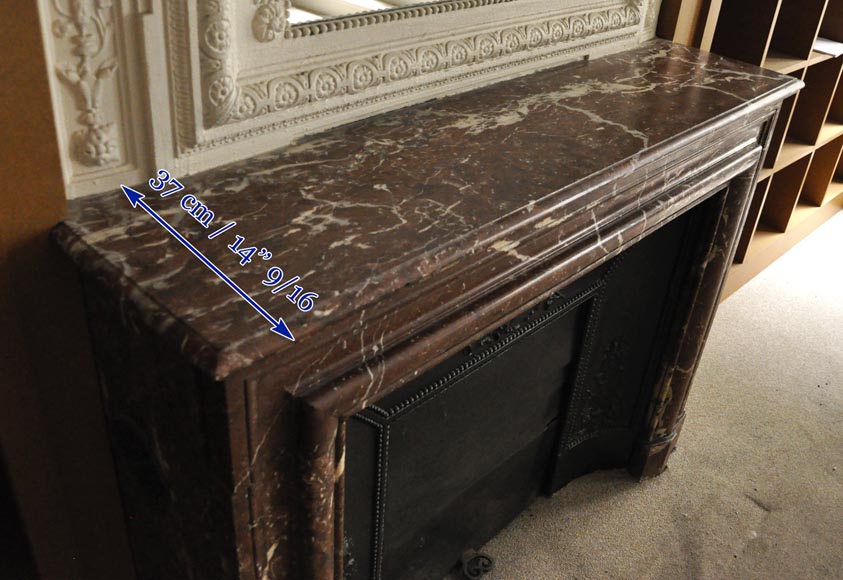 Antique Louis XIV style fireplace in Red from the North marble with its cast iron insert Antique Louis XIV style fireplace in Red from the North marble with its cast iron insert-8