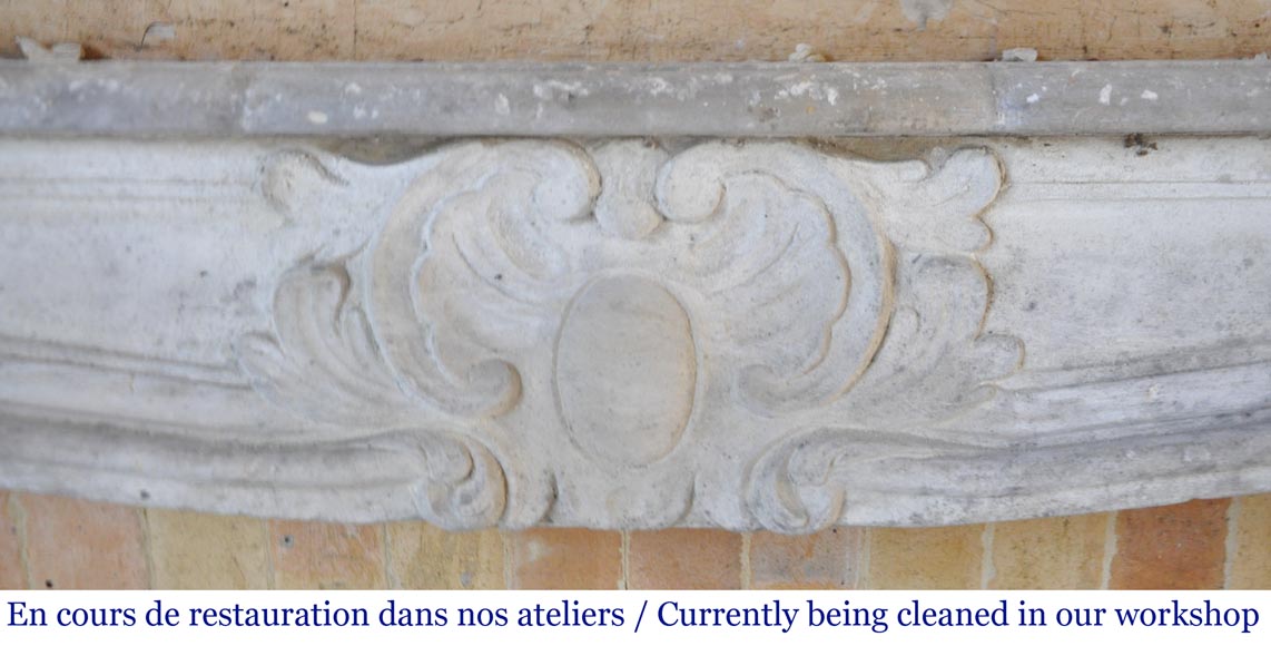 Antique Louis XV period fireplace in sculpted stone-1