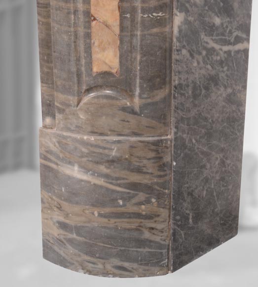 18th century Provençal marble mantelpiece in Turquin marble, Violet Breche and Sarrancolin Fantastico 18th century Provençal marble mantelpiece in Turquin marble, Violet Breche and Sarrancolin Fantastico-7