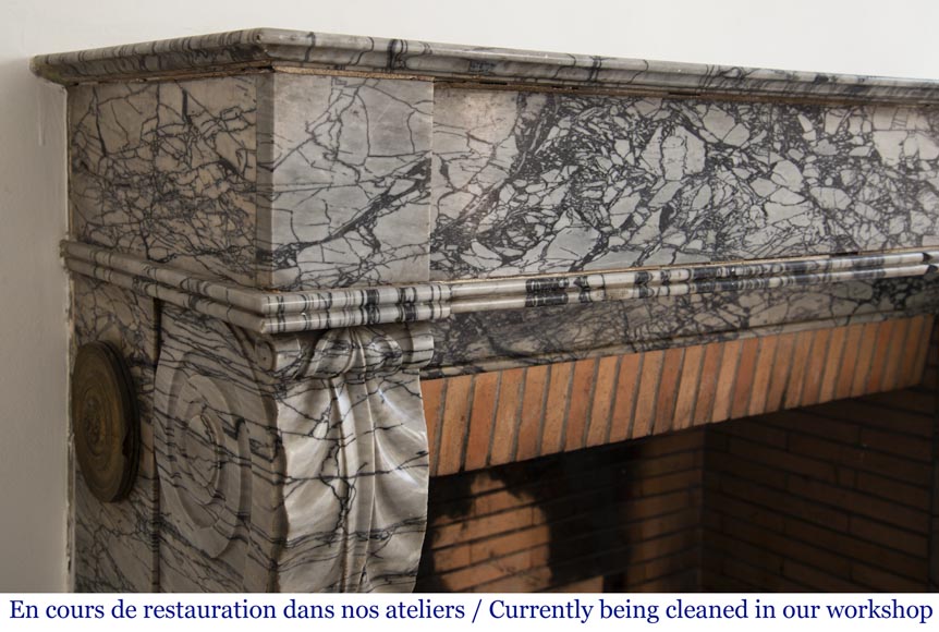 Antique Restoration style fireplace in Bleu Fleuri marble Antique Restoration style fireplace in Bleu Fleuri marble-3