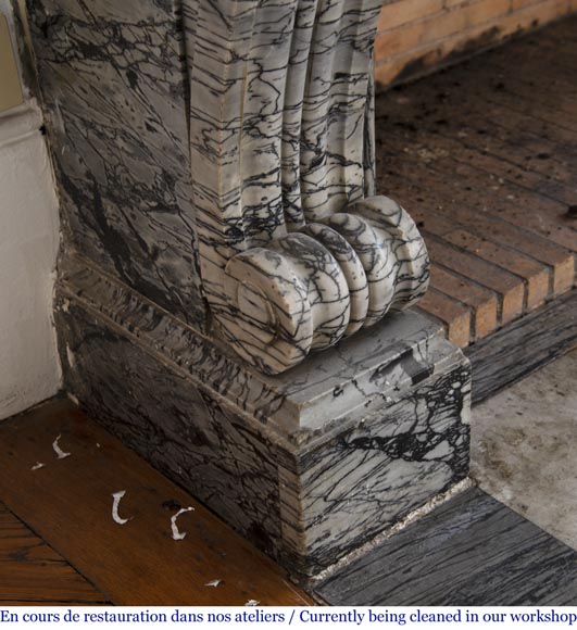 Antique Restoration style fireplace in Bleu Fleuri marble Antique Restoration style fireplace in Bleu Fleuri marble-4