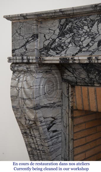 Antique Restoration style fireplace in Bleu Fleuri marble Antique Restoration style fireplace in Bleu Fleuri marble-5