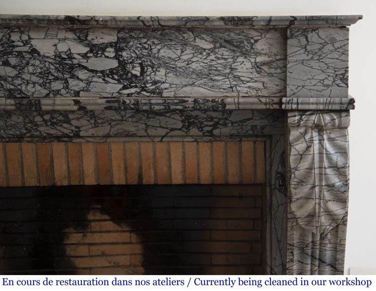 Antique Restoration style fireplace in Bleu Fleuri marble Antique Restoration style fireplace in Bleu Fleuri marble-7