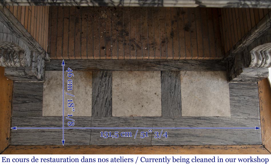 Antique Restoration style fireplace in Bleu Fleuri marble Antique Restoration style fireplace in Bleu Fleuri marble-9