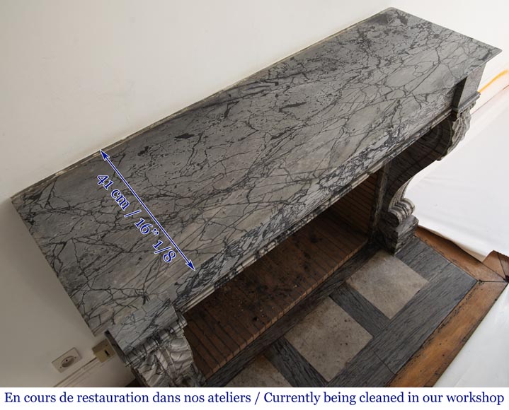 Antique Restoration style fireplace in Bleu Fleuri marble Antique Restoration style fireplace in Bleu Fleuri marble-10