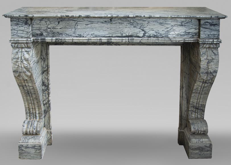 Antique Restoration style fireplace mantel in Bleu Fleuri marble Antique Restoration style fireplace mantel in Bleu Fleuri marble-0
