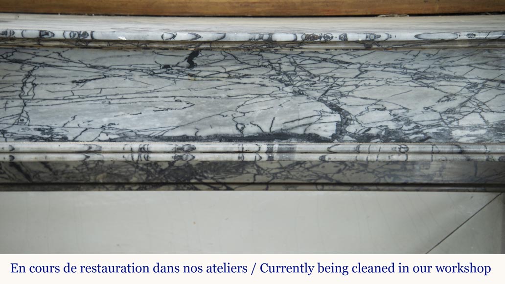 Antique Restoration style fireplace mantel in Bleu Fleuri marble Antique Restoration style fireplace mantel in Bleu Fleuri marble-1