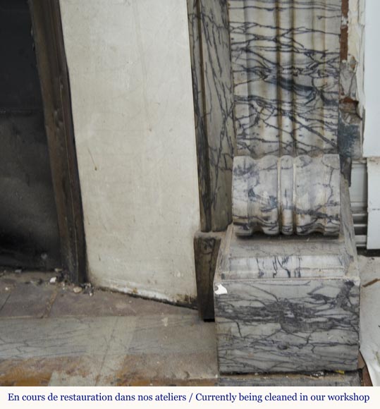 Antique Restoration style fireplace mantel in Bleu Fleuri marble Antique Restoration style fireplace mantel in Bleu Fleuri marble-7