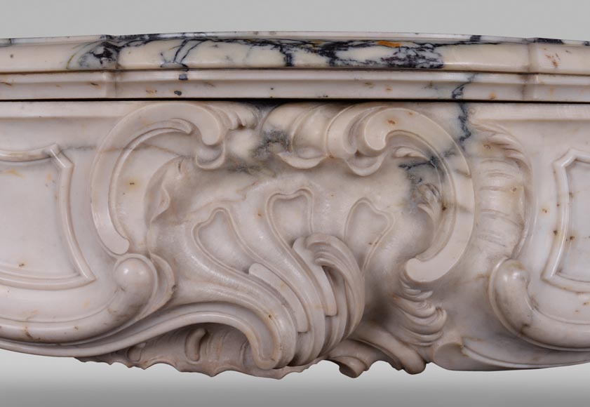Antique Louis XV style baroque fireplace in Paonazzo marble Antique Louis XV style baroque fireplace in Paonazzo marble-1