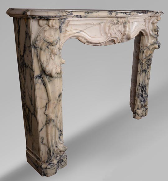 Antique Louis XV style baroque fireplace in Paonazzo marble Antique Louis XV style baroque fireplace in Paonazzo marble-4