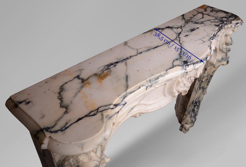 Antique Louis XV style baroque fireplace in Paonazzo marble Antique Louis XV style baroque fireplace in Paonazzo marble-16