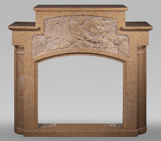 Art Deco fireplace in marble stone Art Deco fireplace in marble stone-0