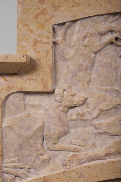 Art Deco fireplace in marble stone Art Deco fireplace in marble stone-3