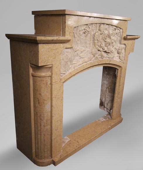 Art Deco fireplace in marble stone Art Deco fireplace in marble stone-5