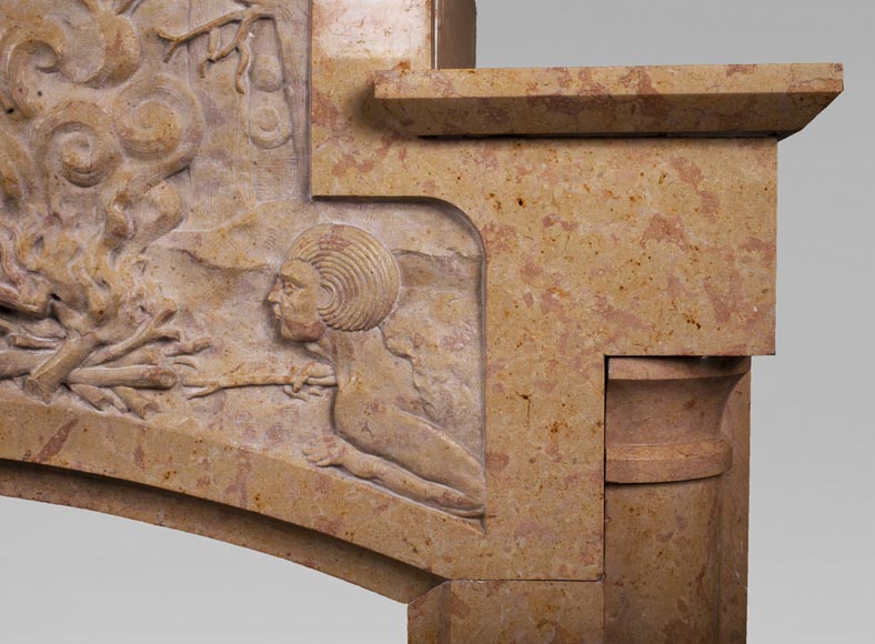 Art Deco fireplace in marble stone Art Deco fireplace in marble stone-9
