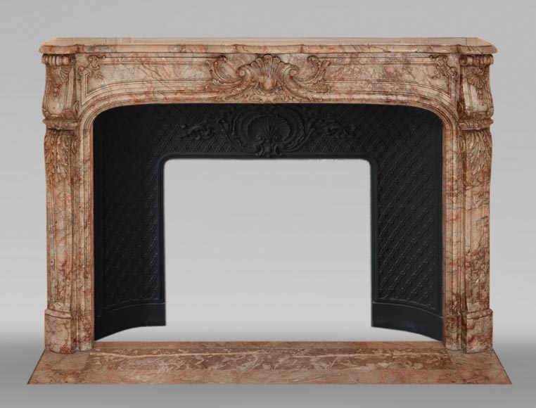 Antique Regence style mantel richly sculpted in Escalettes marble Antique Regence style mantel richly sculpted in Escalettes marble-0
