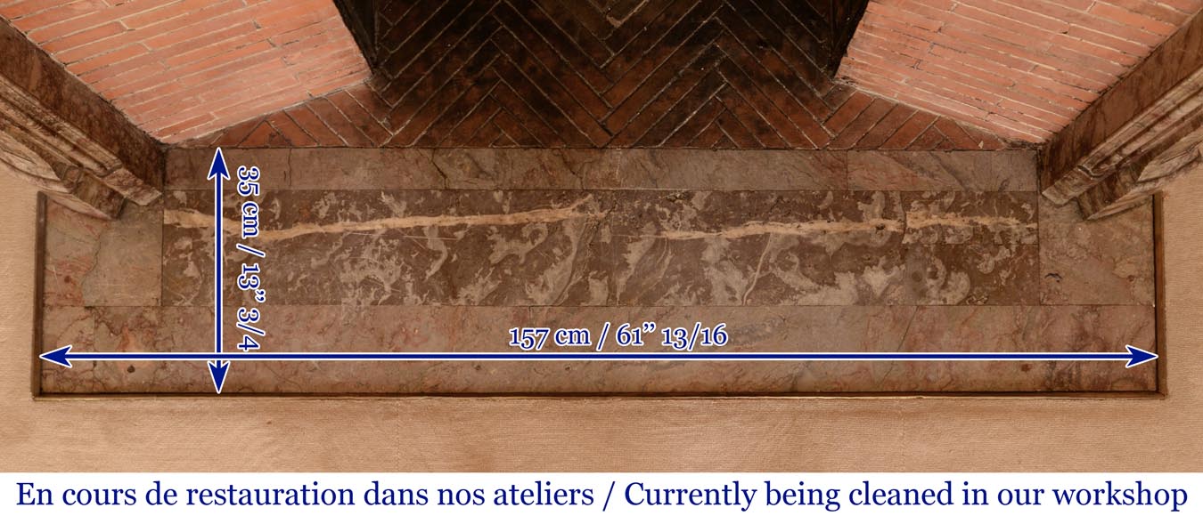 Antique Regence style mantel richly sculpted in Escalettes marble Antique Regence style mantel richly sculpted in Escalettes marble-13