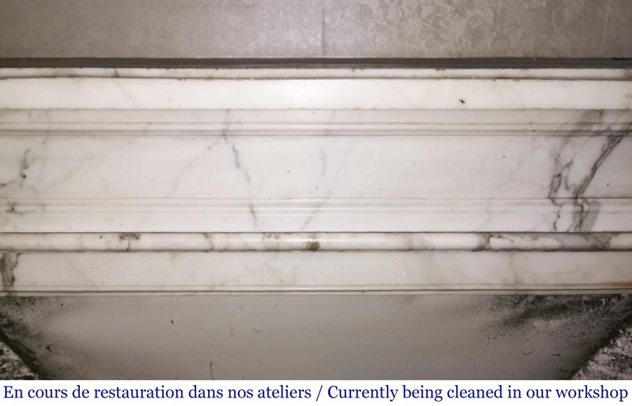 Antique Louis XVI style fireplace with rosette in Arabescato marble Antique Louis XVI style fireplace with rosette in Arabescato marble-1