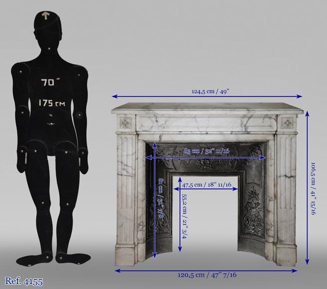 Antique Louis XVI style fireplace with rosette in Arabescato marble Antique Louis XVI style fireplace with rosette in Arabescato marble-9