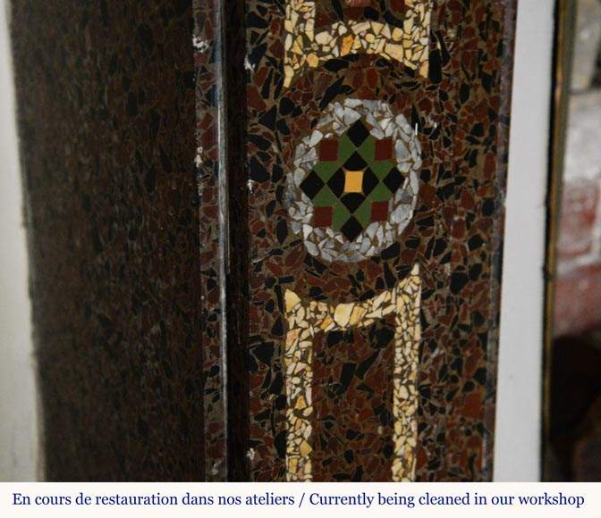 Napoleon III style mantel in marble mosaic Napoleon III style mantel in marble mosaic-5