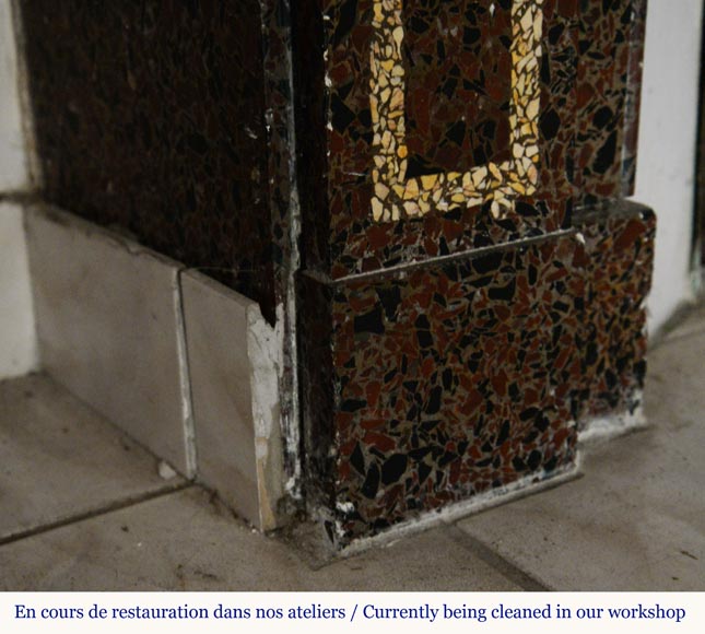 Napoleon III style mantel in marble mosaic Napoleon III style mantel in marble mosaic-6