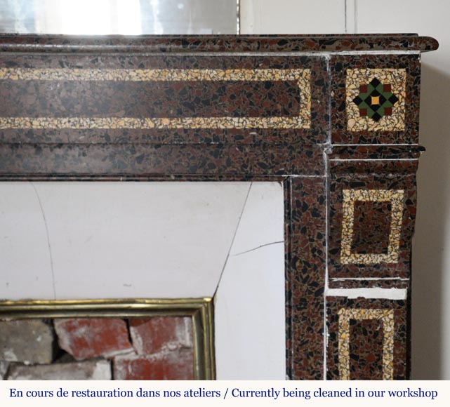 Napoleon III style mantel in marble mosaic Napoleon III style mantel in marble mosaic-8