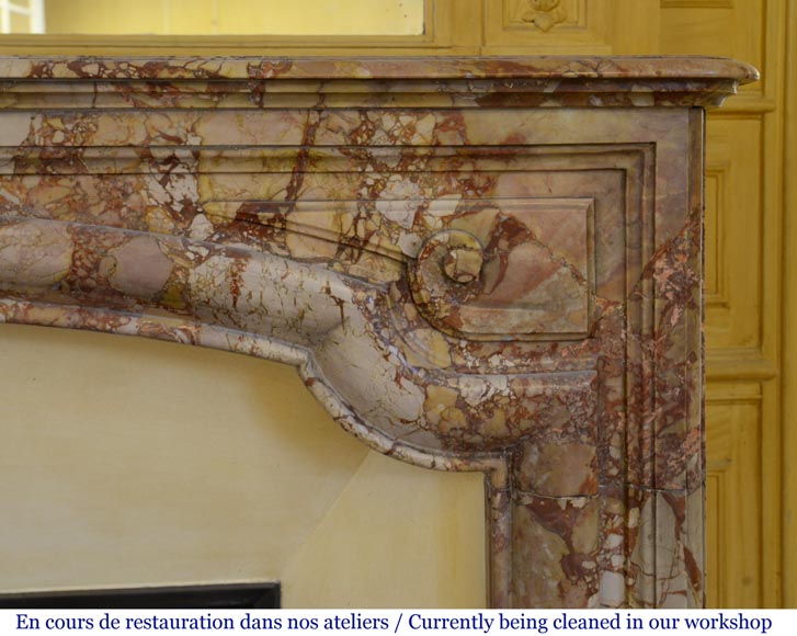 Antique Louis XIV style Bolection mantel in Breche de Montmeyan marble from the end of the 19th century Antique Louis XIV style Bolection mantel in Breche de Montmeyan marble from the end of the 19th century-7