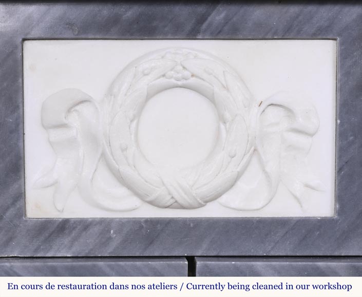 Empire style fireplace in blue Turquin marble with statuary marble columns Empire style fireplace in blue Turquin marble with statuary marble columns-5