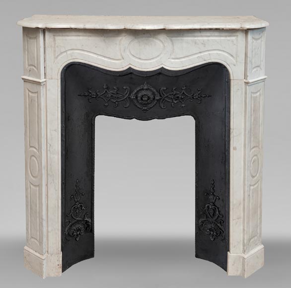 Louis XV style Pompadour mantel in Carrara marble Louis XV style Pompadour mantel in Carrara marble-0