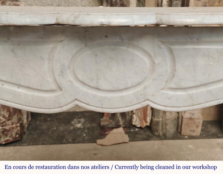 Louis XV style Pompadour mantel in Carrara marble Louis XV style Pompadour mantel in Carrara marble-1