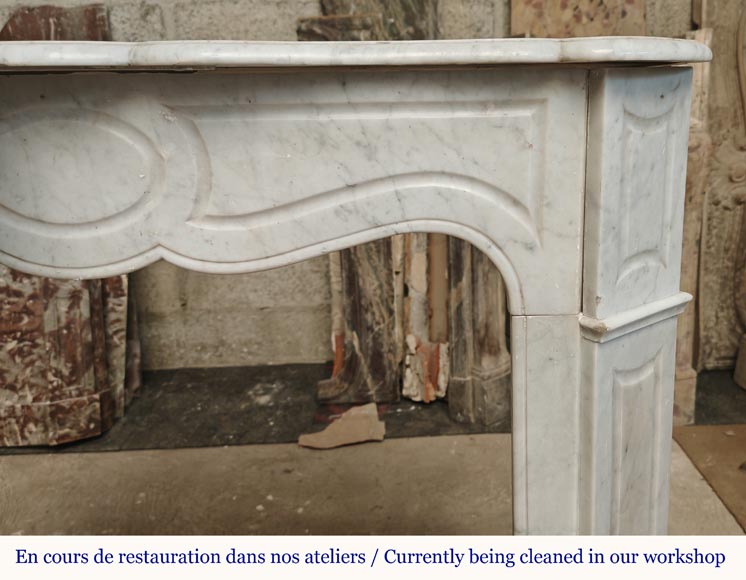 Louis XV style Pompadour mantel in Carrara marble Louis XV style Pompadour mantel in Carrara marble-6