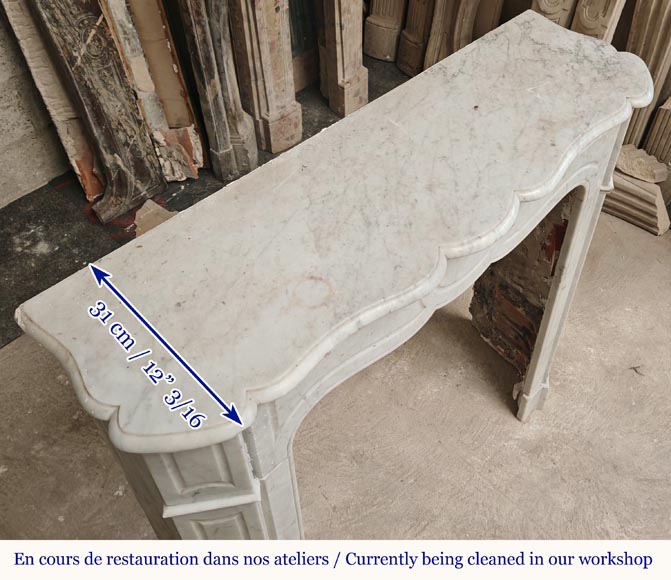 Louis XV style Pompadour mantel in Carrara marble Louis XV style Pompadour mantel in Carrara marble-8