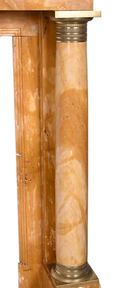 Empire style fireplace in Sienna yellow marble with columns and gilt bronze rosettes Empire style fireplace in Sienna yellow marble with columns and gilt bronze rosettes-9