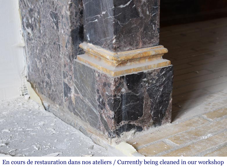 Antique Empire style mantel in Breche de Waulsort and alabaster decors Antique Empire style mantel in Breche de Waulsort and alabaster decors-4