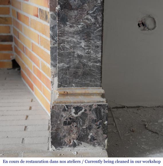 Antique Empire style mantel in Breche de Waulsort and alabaster decors Antique Empire style mantel in Breche de Waulsort and alabaster decors-7