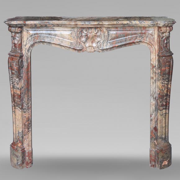 Louis XV style three shell mantel in Enjugerais marble Louis XV style three shell mantel in Enjugerais marble-0