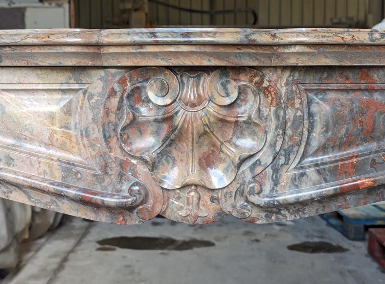 Louis XV style three shell mantel in Enjugerais marble Louis XV style three shell mantel in Enjugerais marble-1